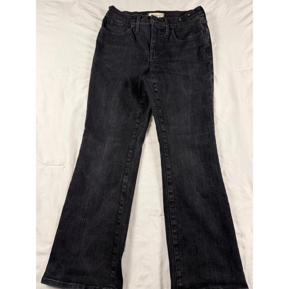Madewell Mid-Rise Kick Out Jeans Black Faded Flare Size 28